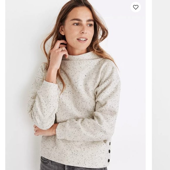 Madewell Sweaters - NEW Madewell Donegal Mockneck Side-Button Fleece Sweatshirt Heather Ivory Size M